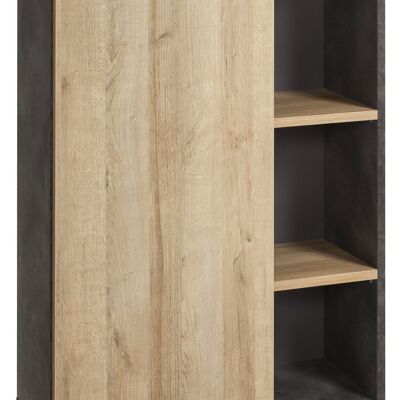 COMPOSAD | Low Bookcase from the CORE Line with 1 Door and 3 Compartments, Shelf Bookcase, Modern, (WxHxD) 80x110,70x35 cm, Oak and Tadao Grey, For Study, Living Room, Made in Italy