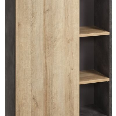 COMPOSADO | Librería Baja de la Línea CORE con 1 Puerta y 3 Compartimentos, Librería con Estante, Moderna, (AnxAlxPr) 80x110,70x35 cm, Roble y Gris Tadao, Para Estudio, Salón, Made in Italy