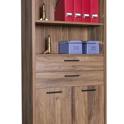 COMPOSAD | Libreria Alta della Linea DAVINCI BRERA con 2 Ante, 2 cassetti e 3 Vani, Libreria Scaffale Moderna, (LxAxP) 81,60x217,50x35,70 cm, Colore Noce Brera, Made in Italy