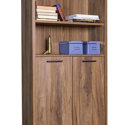 COMPOSAD | High Bookcase from the DAVINCI Line with 2 Doors and 3 Compartments, Modern Bookcase Shelf, (WxHxD) 81.60x217.5x35.70 cm, Brera Walnut Colour, for Study, Living Room, Made in Italy