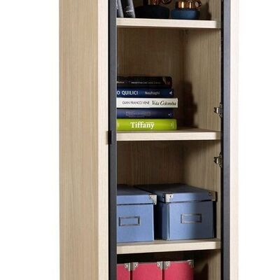 COMPOSAD | High Bookcase from the DAVINCI Line with 1 Glass Door, Shelf Bookcase, Column Cabinet, (WxHxD) 44x217.50x35.70 cm, Oak Colour, For Living Room, Office, Study, Made in Italy