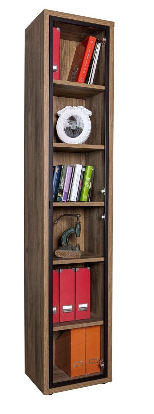Libreria Alta COMPOSAD Design Italiano - 5 Ripiani Regolabili, Colore Grigio Cemento, Perfetta Per Ufficio O Casa - Foto 2