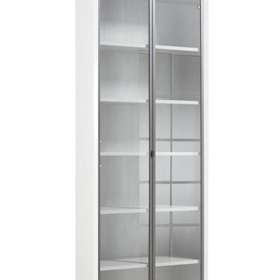 COMPOSADO | Librería Alta de la Línea DISEGNO con 2 Puertas de Cristal y 5 Baldas Regulables, Estantería Moderna, (AnxAlxPr) 81,6x217,5x35,7, Lacado Blanco, Estudio, Oficina, Made in Italy