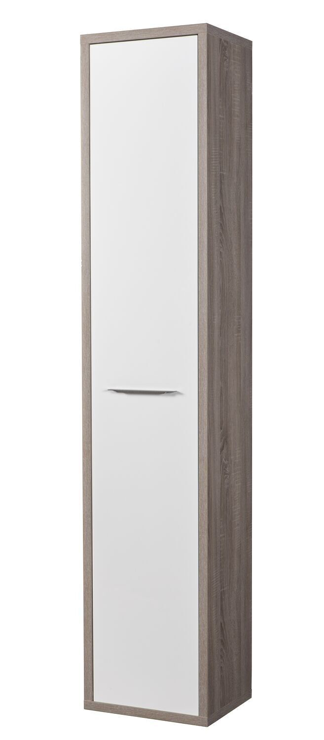 COMPOSADO | Librería Alta de la Línea DISEGNO con 1 Puerta y 5 Estantes Regulables, Librería Columna, (AnxAlxPr) 44x217,50x35,70 cm, Roble Sonoma y Lacado Blanco, Studio, Made in Italy