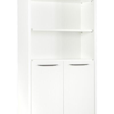 COMPOSAD | Bookcase from the DISEGNO Line with 2 Doors and 3 Compartments, Vertical Shelf Bookcase, (WxHxD) 81.60x217.50x35.70 cm, For Living Room, Office, Study, Lacquered White, Made in Italy