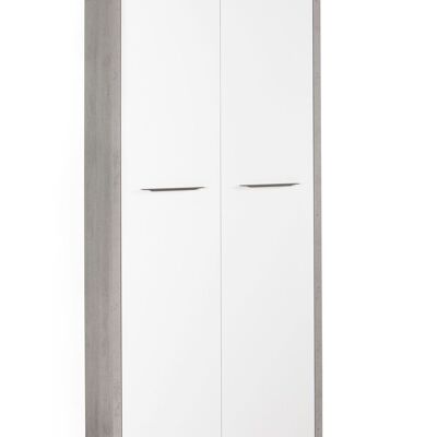 COMPOSAD | Mobile Wardrobe from the DISEGNO Line with 2 Doors, Archive Container Cabinet, (WxHxD) 81.60x217.50x35.70 cm, Cement and Lacquered White Colour, for Study, Office, Made in Italy