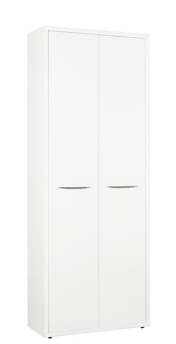 COMPOSADE | Armoire mobile de la ligne DISEGNO avec 2 portes, meuble de rangement pour archives, (LxHxP) 81,6x217,5x35,7 cm, couleur blanc laqué, pour étude, bureau, fabriquée en Italie