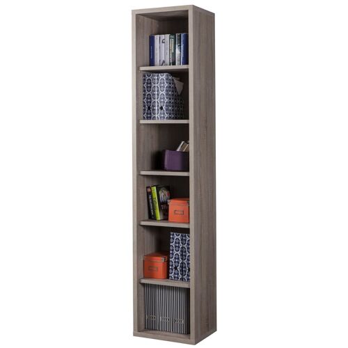 COMPOSAD | Libreria Alta della Linea DISEGNO Con 5 Ripiani Regolabili, Libreria Scaffale, Mobile Colonna, (LxAxP) 44x217,50x35,70cm, Colore Rovere, Studio, Soggiorno, Ufficio, Made in Italy