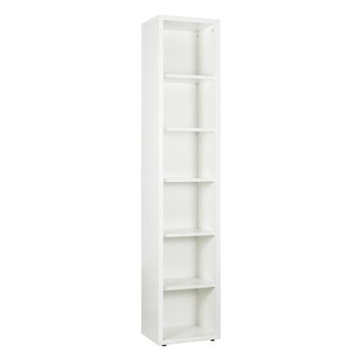 COMPOSADO | Librería Alta de la Línea DISGNO con 5 Estantes Regulables, Estantería, Mueble Columna, (AnxAlxPr) 44x217,50x35,70 cm, Color Lacado Blanco, Estudio, Salón, Oficina, Made in Italy