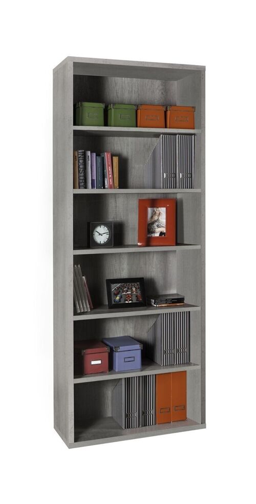 COMPOSAD | Libreria Alta della Linea DISEGNO Con 5 Ripiani Regolabili, Libreria Scaffale Moderna, (LxAxP) 81,6x217,5x35,7 cm Grigio Cemento, Soggiorno, Studio, Ufficio, Made in Italy