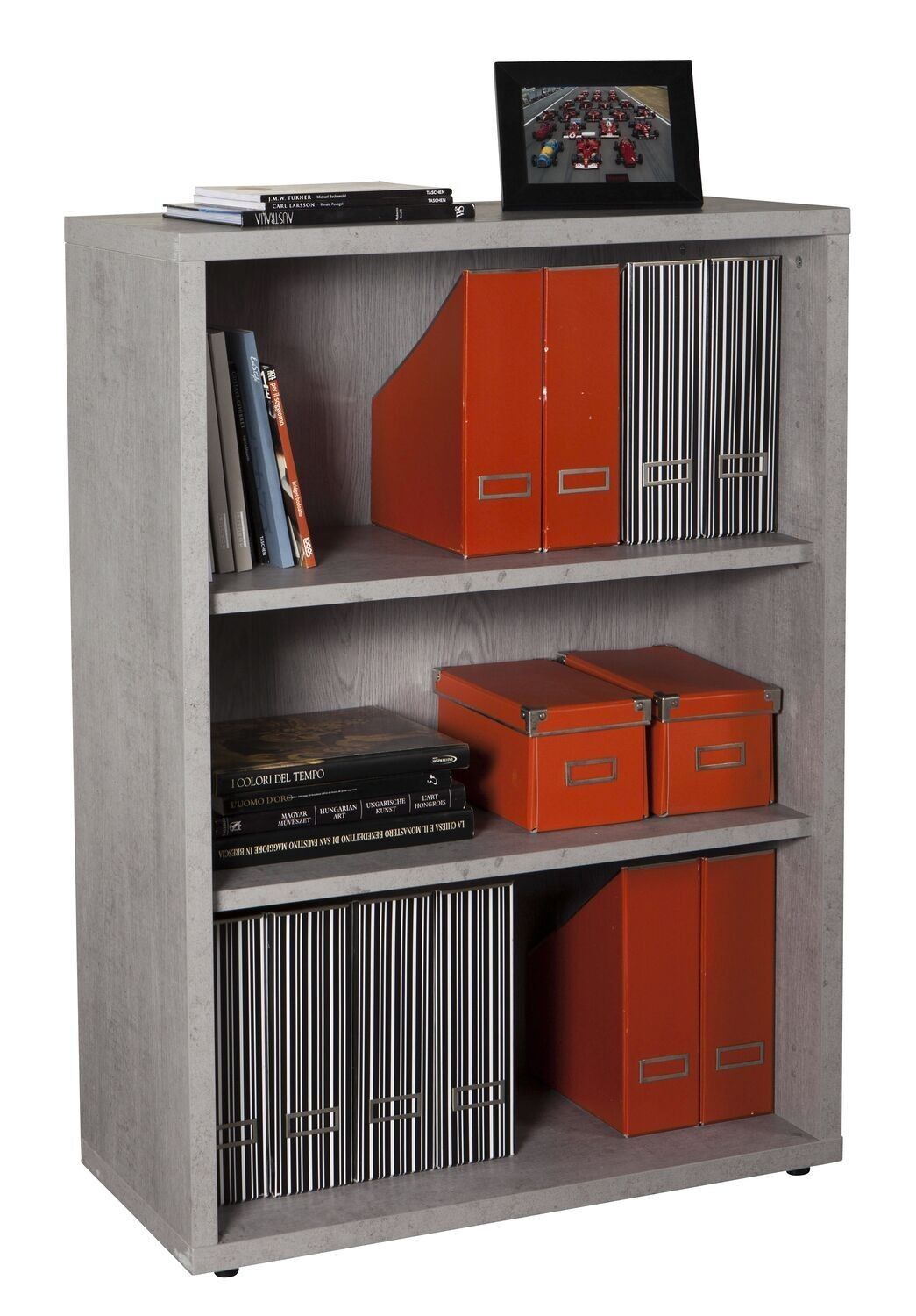 COMPOSADO | Librería Baja de la Línea DISEGNO con 2 Baldas Regulables, Estantería Moderna, (AnxAlxPr) 81,60x111,90x35,70 cm Gris Cemento, Estudio, Salón, Oficina, Made in Italy