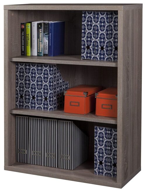 COMPOSAD | Libreria Bassa della Linea DISEGNO Con 2 Ripiani Regolabili, Libreria Scaffale Moderna, (LxAxP) 81,60x111,90x35,70 cm, Rovere Sonoma, Studio, Soggiorno, Ufficio, Made in Italy