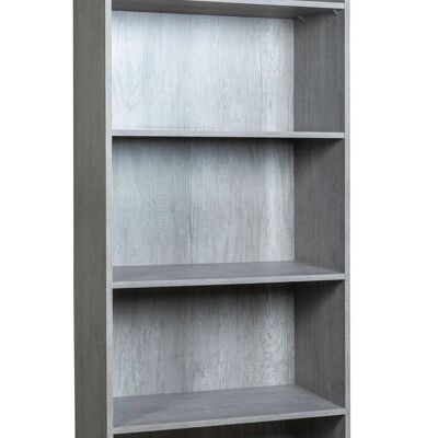COMPOSAD | High Bookcase from the FLOW Line with 4 Adjustable Shelves, Modern Shelf Bookcase, (WxHxD) 69x200x35, Cement Gray Color, Living Room, Study, Office, Made in Italy