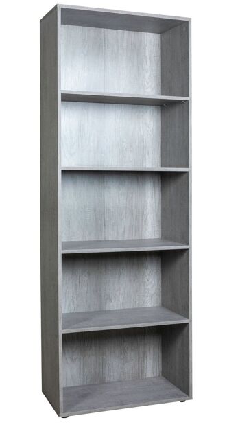 COMPOSADE | Bibliothèque haute de la ligne FLOW avec 4 étagères réglables, bibliothèque à étagères moderne, (LxHxP) 69x200x35, couleur gris ciment, salon, bureau, fabriquée en Italie
