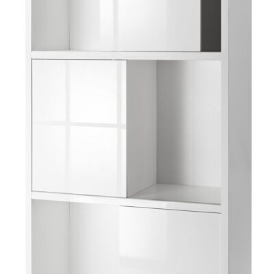 COMPOSAD | High Bookcase from the PRIVILEGIO Line with 3 Sliding Doors, Modern Bookcase Shelf, (WxHxD) 90.30x187.60x40 cm, Lacquered White, Living Room, Study, Office, Made in Italy