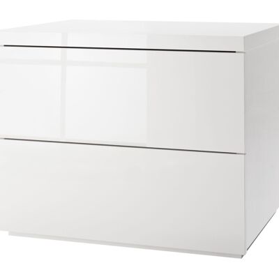 COMPOSAD | Nachttisch aus der PRIVILEGIO-Linie mit 2 Schubladen ohne Griffe, weißer Nachttisch, Schlafzimmer-Nachttisch, (BxHxT) 55x41x44 cm, weiß lackiert, hergestellt in Italien