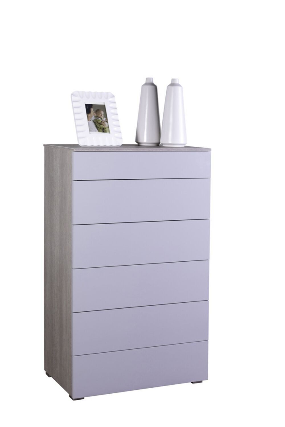 COMPOSAD | Kommode aus der PRIVILEGIO-Linie mit 6 Schubladen, Schlafzimmerkommode mit 6 Schubladen, (BxHxT) 70x118,20x44 cm, Farbe Eiche Grau, Hergestellt in Italien