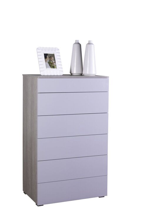 COMPOSAD | Cassettiera della Linea PRIVILEGIO con 6 Cassetti, Cassettiera Camera da Letto 6 Cassetti, (LxAxP) 70x118,20x44 cm, Colore Rovere Grey Oak, Made in Italy