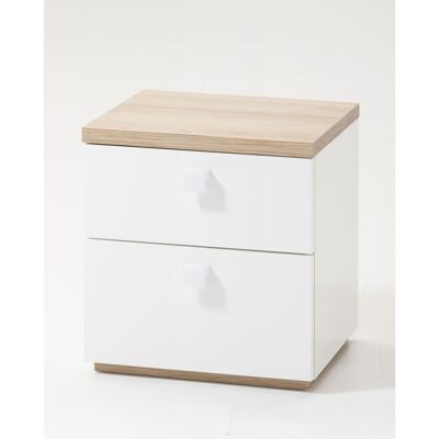 COMPOSAD | Bedside table from the GLOBO line with 2 drawers, White bedroom bedside table, (WxHxD) 45x48,10x40 cm, Oak and lacquered white, Made in Italy