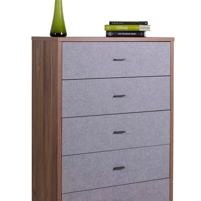 COMPOSAD | Chest of drawers from the AUDACE Line with 5 Drawers, Bedroom Chest of Drawers, (WxHxD) 70.30x108.70x44.40 cm, Brera Walnut and Haitabu Colour, Made in Italy