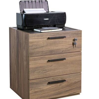 COMPOSAD | Chest of drawers from the DAVINCI BRERA line with 3 drawers and wheels, Office desk drawer unit, (WxHxD) 50x61,20x47,20 cm, Walnut and Chalet Black colour, Made in Italy