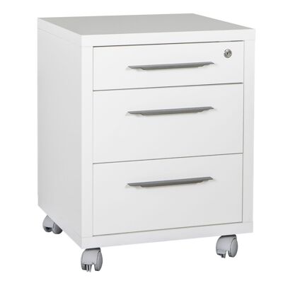 COMPOSAD | Chest of drawers from the DISEGNO line with 3 drawers and wheels, Office drawer unit under desk, (WxHxD) 48.60x63.10x45.20 cm, Lacquered white colour, Made in Italy