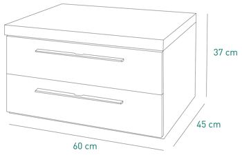 COMPOSADE | Table de chevet de la ligne MOMENTI avec 2 tiroirs, Table de chevet pour chambre, (LxHxP) 60x37,20x45 cm, Chêne Sonoma et laqué blanc, Made in Italy 6