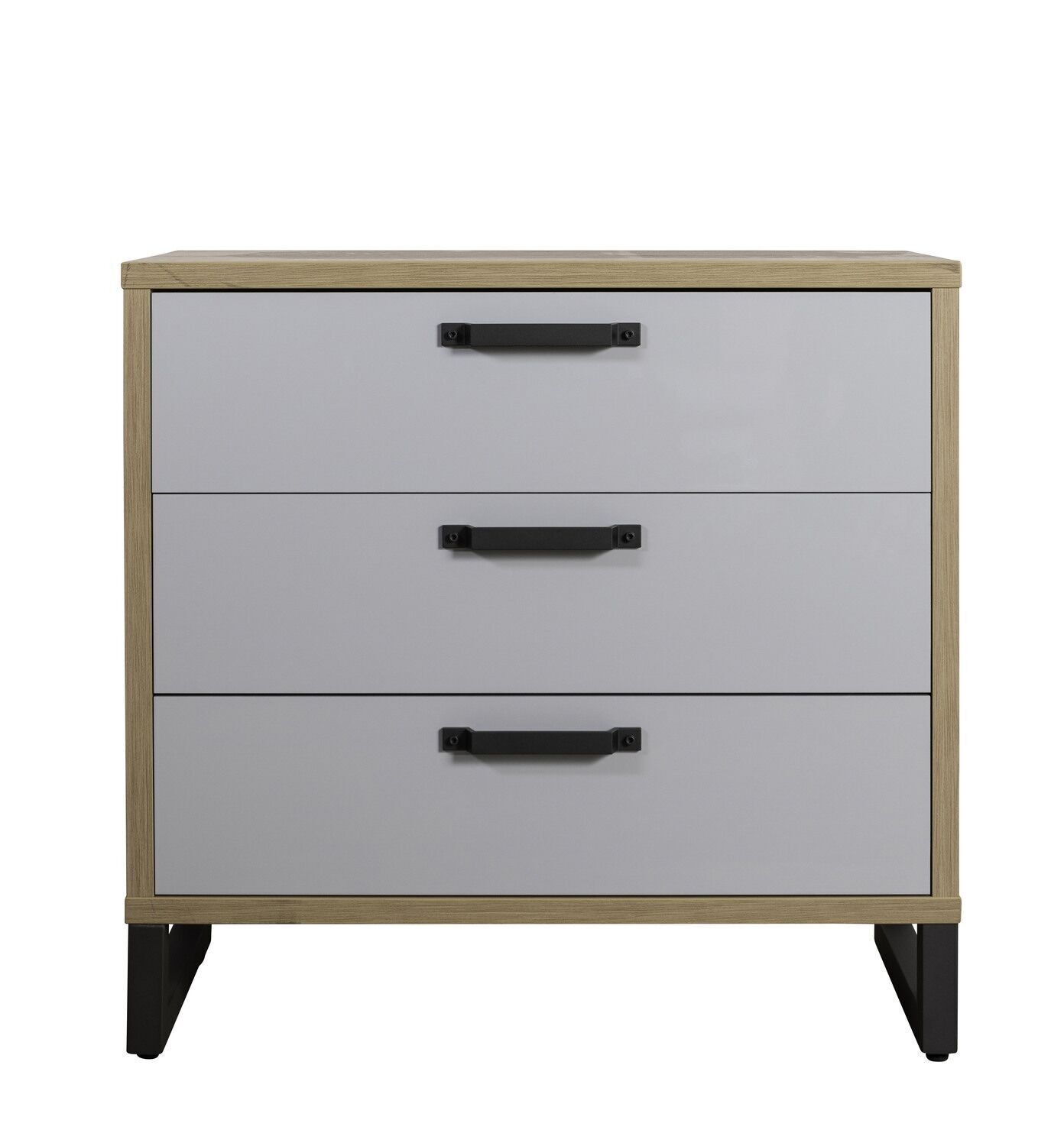 COMPOSAD | Cassettiera della Linea LAFABRICA con 3 Cassetti, Cassettiera Camera da Letto e Cameretta, (LxAxP) 88,90x91,60x45 cm, Colore Rovere Oak Mielato e Grigio Laccato, Made in Italy