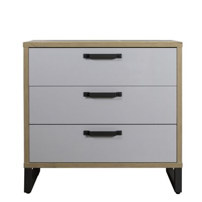 COMPOSAD | Chest of drawers from the LAFABRICA line with 3 drawers, bedroom and bedroom chest of drawers, (WxHxD) 88.90x91.60x45 cm, Honey Oak and Lacquered Gray colour, Made in Italy