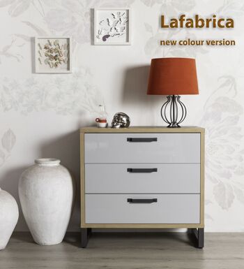 COMPOSADE | Commode de la ligne LAFABRICA avec 3 tiroirs, commode pour chambre et chambre à coucher, (LxHxP) 88,90x91,60x45 cm, coloris Chêne Miel et Gris Laqué, Made in Italy 6