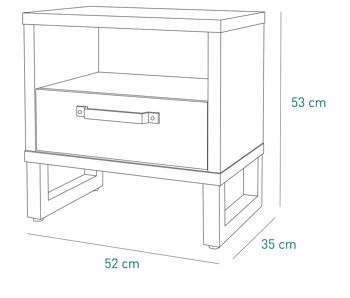 COMPOSADE | Table de chevet de la ligne LAFABRICA avec 1 tiroir et 1 compartiment, Table de chevet pour chambres et chambres, (LxHxP) 52x53,80x35 cm, Chêne Chêne Miel et Gris Tadao, Made in Italy 7
