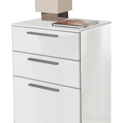 COMPOSAD | Bedside table from the SEMPLICE line with 3 drawers, White bedside table for the bedroom, (WxHxD) 50x60x40.80 cm, Lacquered white, Made in Italy