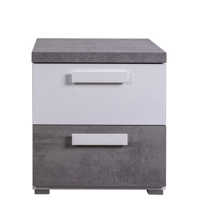 COMPOSAD | Bedside table from the ADOR'A line with 2 drawers, Modern and elegant bedside table, for the bedroom, (WxHxD) 49.20x53x41.70 cm, Cement and white colour, Made in Italy