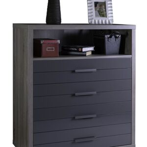 COMPOSADE | Commode avec 4 tiroirs et 1 compartiment, Commode de chambre, (LxHxP) 97x115,10x50 cm, Coloris chêne et gris laqué, Fabriqué en Italie