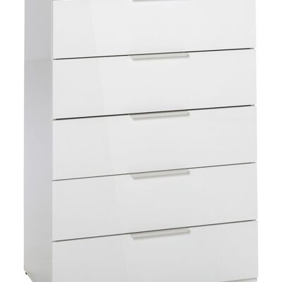 COMPOSAD | Chest of drawers from the MUNDI Line with 5 Drawers, Bedroom Chest of Drawers, (WxHxD) 68.90x101.80x44.30 cm, Color Oak Honey and Lacquered White, Made in Italy