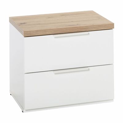 COMPOSAD | Bedside table from the MUNDI BEDROOM Line, White Bedside Table, Bedroom Bedside Table, (WxHxD) 49x44.20x39.90 cm, Honey Oak Oak and Lacquered White, Made in Italy
