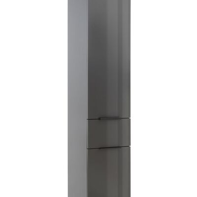 COMPOSADO | Mueble Columna para Baño de la Línea MUNDI con 2 Puertas y 1 Cajón, Mueble para Baño, Multiusos, (AnxAlxPr) 39.6x192.3x35 cm, Lacado Gris Titanio y Roble Miel, Made in Italy