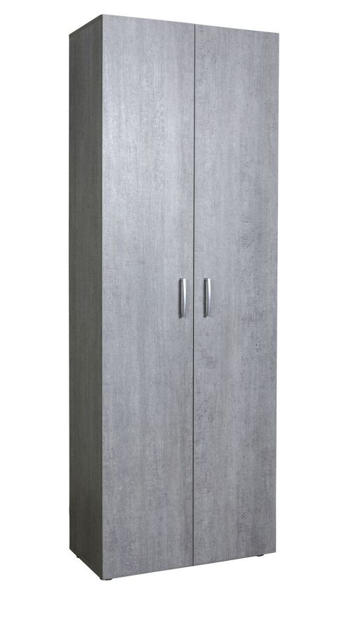 COMPOSAD | Mobile Armadio della Linea FLOW con 2 Ante, Mobile Contenitore Salvaspazio, (LxAxP) 69x200x35 cm, Colore Grigio Cemento, Per Ingresso, Sgabuzzino, Ripostiglio, Made in Italy