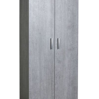 COMPOSAD | Mobile Wardrobe of the FLOW Line with 2 Doors, Space-saving Storage Unit, (WxHxD) 69x200x35 cm, Cement Gray Color, For Entrance, Closet, Closet, Made in Italy