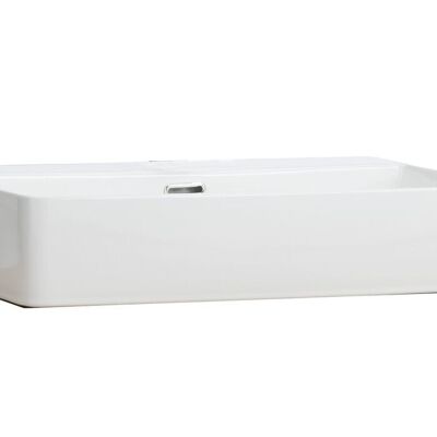 COMPOSAD | Lavandino in Ceramica della Linea LADAMA, Lavandino per bagno, Lavabo Bagno, (LxAxP) 59x12,50x42,50 cm, Colore Bianco, Made in Italy