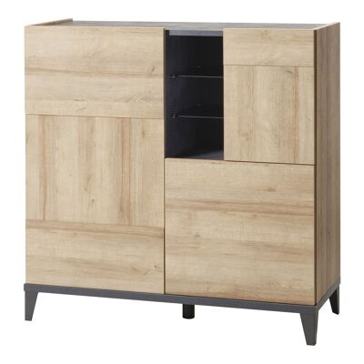 COMPOSAD | Sideboard from the VITTORIA Line with 3 Doors and 1 Compartment, Living Room Sideboard, Modern Sideboard, Entrance Cabinet, (WxHxD) 120x120x45 cm, Oak and Tadao Grey, Made in Italy