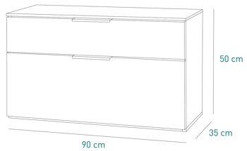 COMPOSADE | Étagère à chaussures de la ligne GALAVERNA avec 1 tiroir et 1 abattant, Banc étagère à chaussures, Étagère à chaussures d'entrée, (LxHxP) 90x50x35 cm, Couleur ciment et laqué blanc, Fabriqué en Italie 5