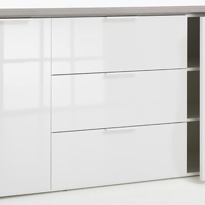 COMPOSAD | Aufbewahrungseinheit aus der GALAVERNA-Linie mit 3 Schubladen und 2 Türen, Archiv-Eingangseinheit, weißes Sideboard, (BxHxT) 159,9 x 93,5 x 45 cm, Zement und weiß lackiert, hergestellt in Italien