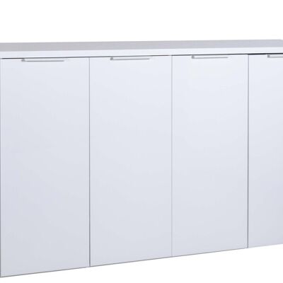 COMPOSADO | Mueble multiusos de la Línea MUNDI de 4 Puertas, Ahorrador de Espacio, Zapatero, para Entrada, Closet, Garaje, (AnxAlxP) 159.8x102.3x35.1 cm, Lacado blanco, Hecho en Italia