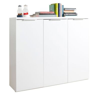 COMPOSAD | Shoe Rack from the MUNDI Line with 3 Doors, Entrance Shoe Rack, White Shoe Rack, (WxHxD) 120x102.30x35 cm, Lacquered White, Made in Italy