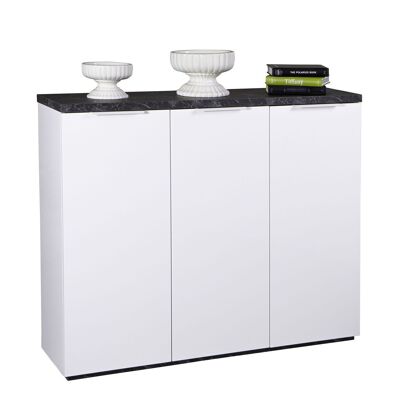 COMPOSAD | Scarpiera della Linea MUNDI con 3 Ante, Mobile Scarpiera da Ingresso, Scarpiera Bianca, (LxAxP) 120x102,30x35 cm, Colore Marmo Zebra e Bianco Laccato, Made in Italy