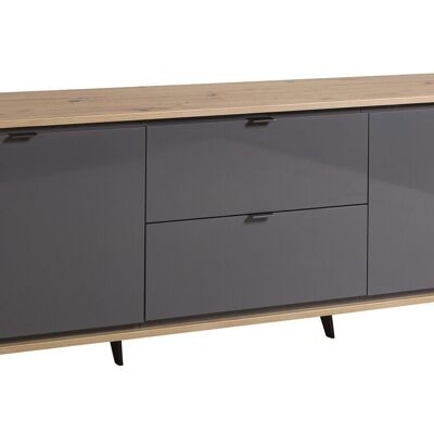 COMPOSAD | Mobile Porta TV della Linea CORNICE con 2 Ante e 2 Ribalte, Madia, Mobile Soggiorno, Moderno, (LxAxP) 182.8x63.4x40.7 cm, Rovere Oak Miele e Grigio Titanio, Made in Italy