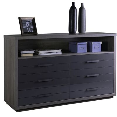 COMPOSADE | Meuble de rangement avec 6 tiroirs et 1 compartiment, meuble de séjour, buffet d'entrée, commode, (LxHxP) 150x95,10x50 cm, coloris chêne et gris laqué, Made in Italy