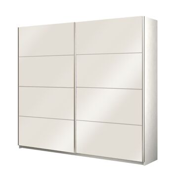 COMPOSADE | Armoire avec 2 portes coulissantes, moderne, armoire de chambre à coucher, (LxHxP) 257x237x63 cm, couleur blanc laqué, fabriquée en Italie