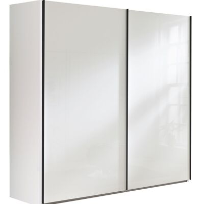 COMPOSAD | Wardrobe from the SYSTEMA Line, Wardrobe with 2 Sliding Doors, Bedroom, (WxHxD) 250x223x67 cm, Color Matt White Top and Lacquered White, Made in Italy